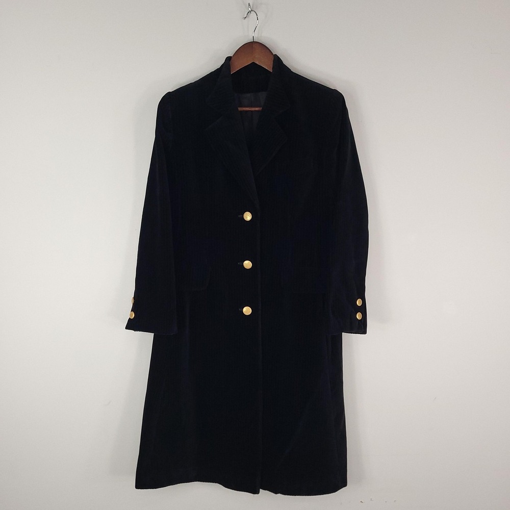 Vintage Voyager West Coat Womens Black Corduroy Steam Punk 70s All Weather Union